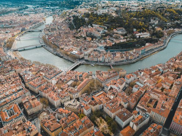 Vue aérienne de la ville de Lyon