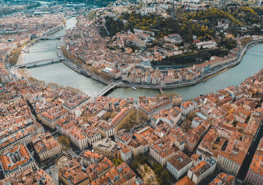 Vue aérienne de la ville de Lyon